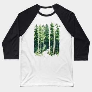 Cute Pine Tree Woodlands - Hiking Trail Baseball T-Shirt